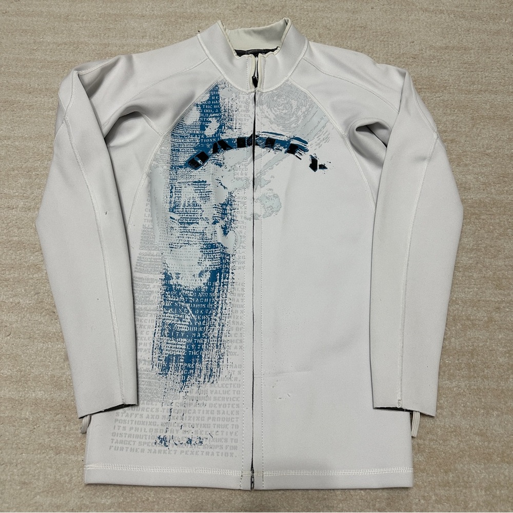 Vintage Oakley Wetsuit Surfing Adult Medium White Blue Y2K Tribal Print
